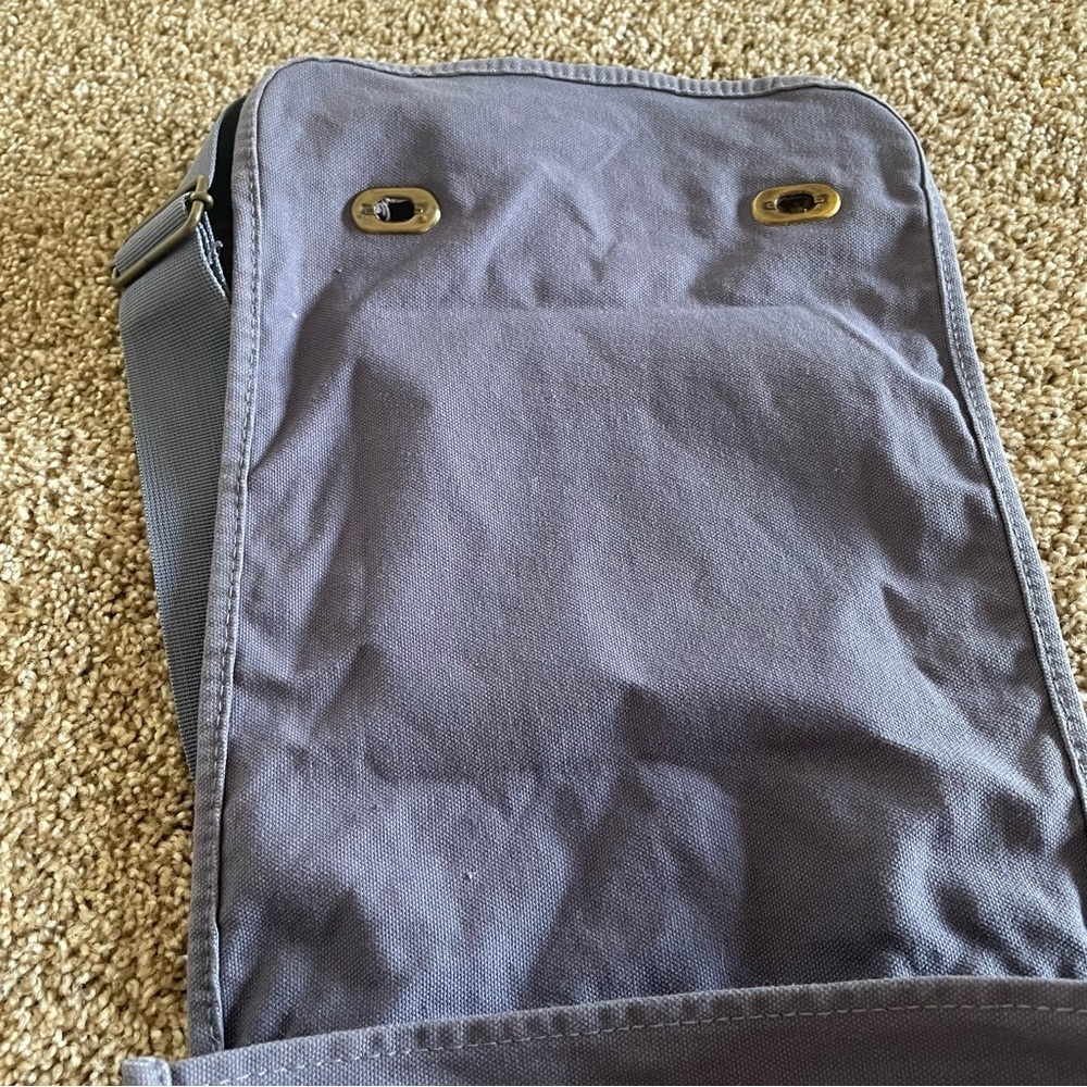 Dharma Love Life’s a Beach Blue Canvas Messenger Book Bag Crossbody Ocean Relax - Picture 8 of 16